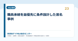 職員承継を最優先に条件設計した匿名事例