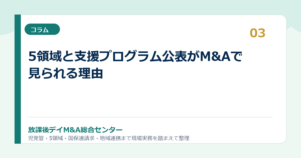5領域と支援プログラム公表がM&Aで見られる理由